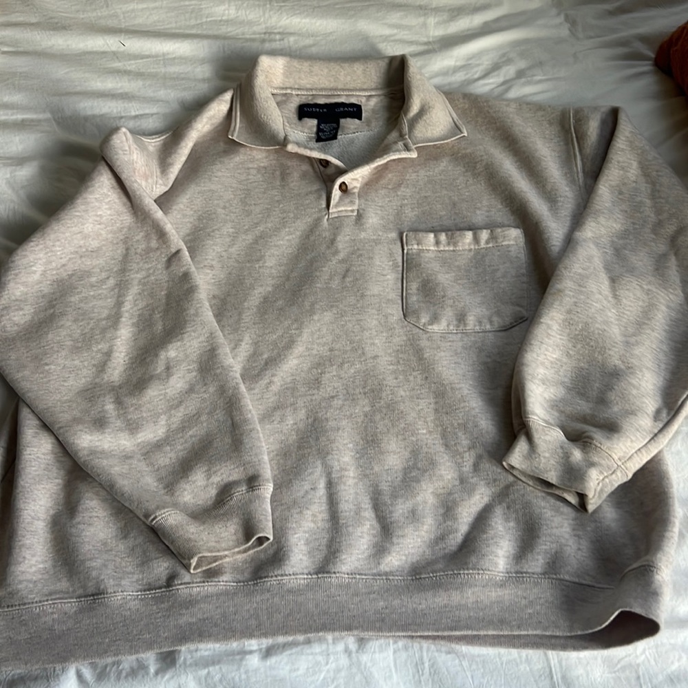 Collared Half Button Sweatshirt XL